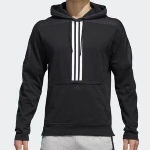 Adidas Athletics ID AMP Hoodie Black 3 Stripe Pullover Sweatshirt Mens M